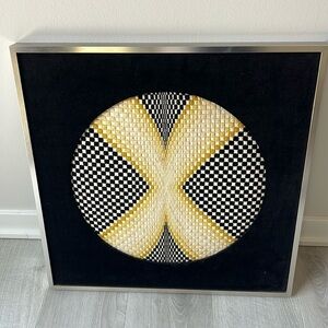 22” Framed Padded Wool and Velvet Custom Artwork Ready to Hang